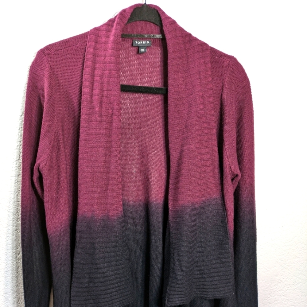 Torrid Women's Burgundy and Black Ombre Sweater